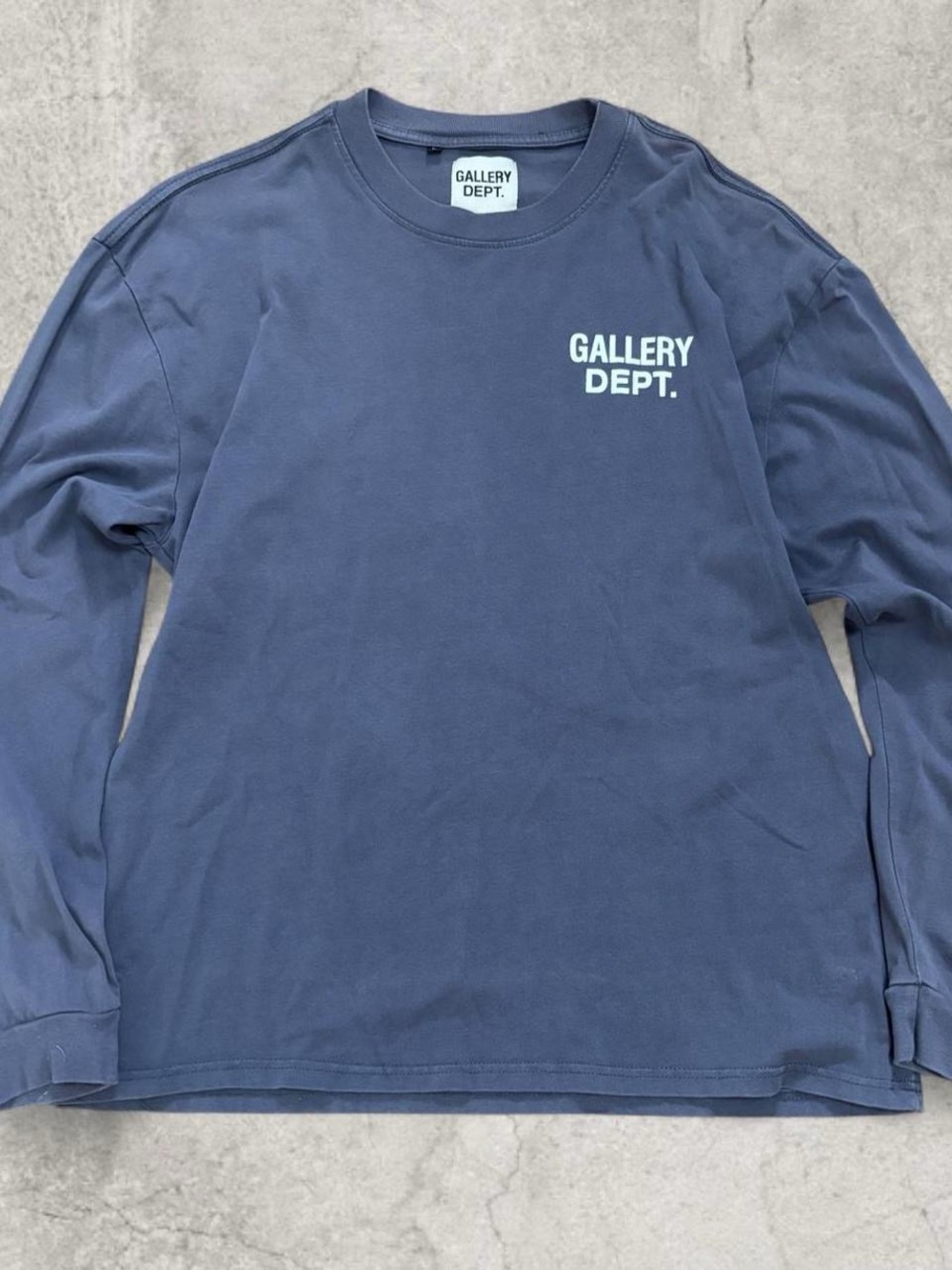 Gallery Dept. Men's Long Sleeve Tee in Slate Blue with White Logo